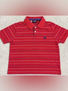 Chaps Men’s XL Red White Blue Striped 100% Cotton Polo Shirt